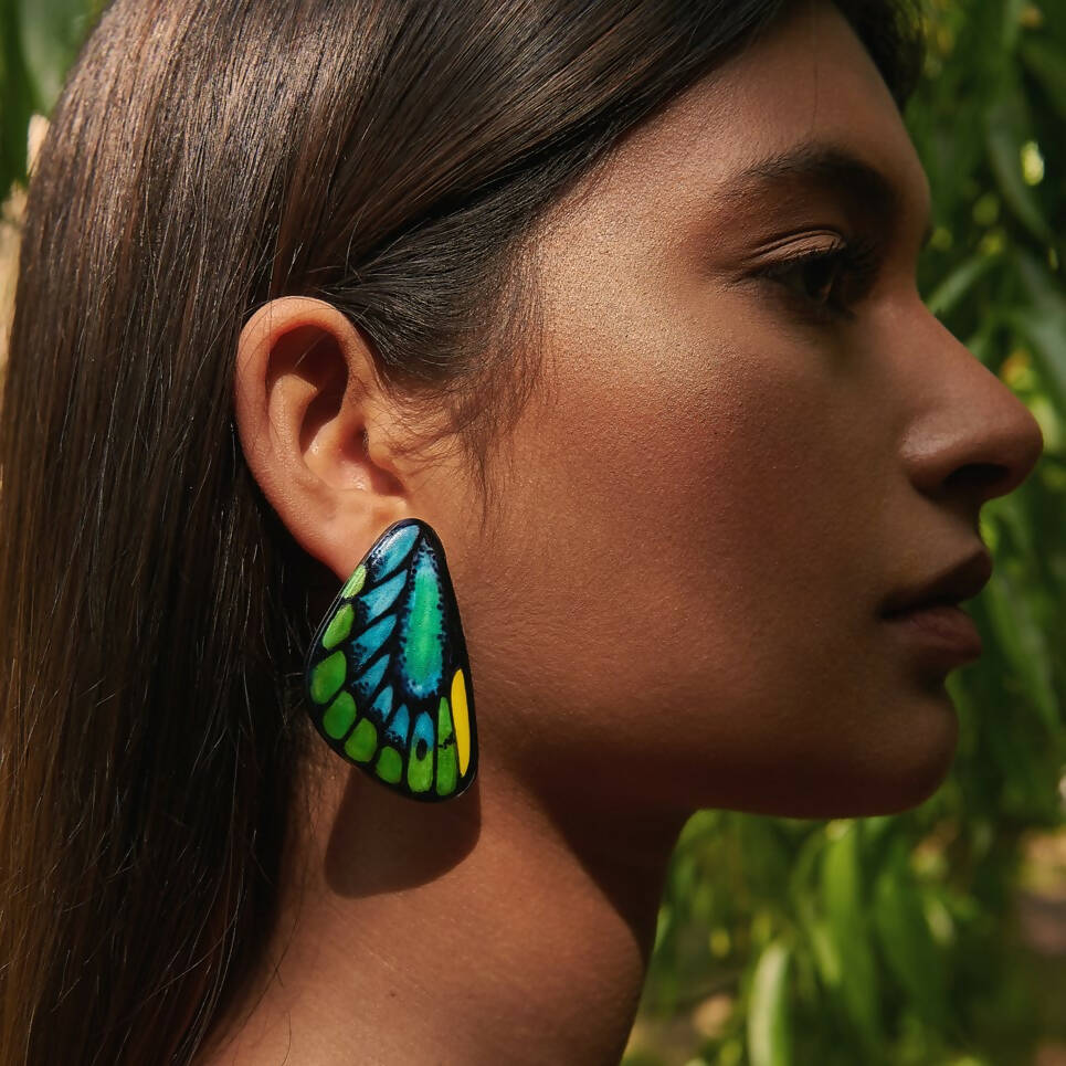 Large Green BirdWing Earrings