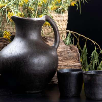 Traditional Mixe Sierra Smoked Pitcher From Las Flores, Tlahuitoltepec