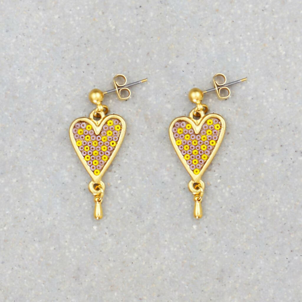 MINI POP HEART EARRINGS, PLATED IN 24K GOLD