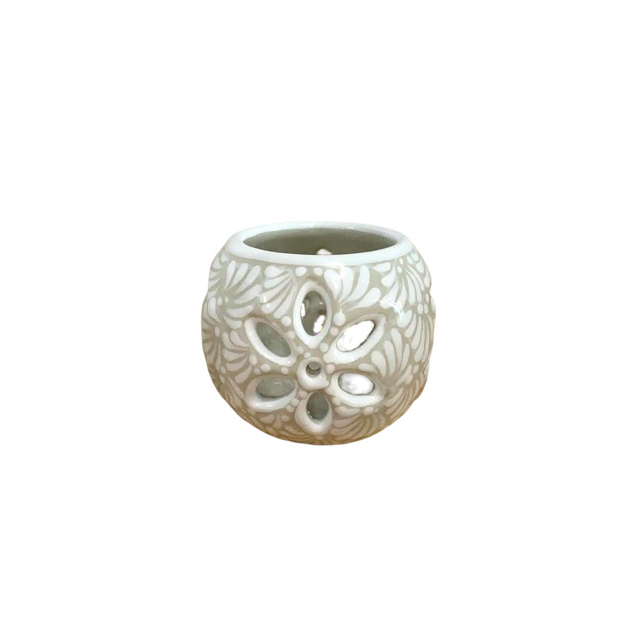 White Talavera Candle Holder