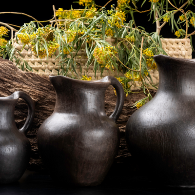 Traditional Mixe Sierra Smoked Pitcher From Las Flores, Tlahuitoltepec