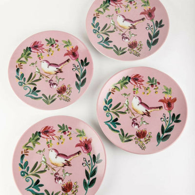 Dinner plate Bird Pink Set